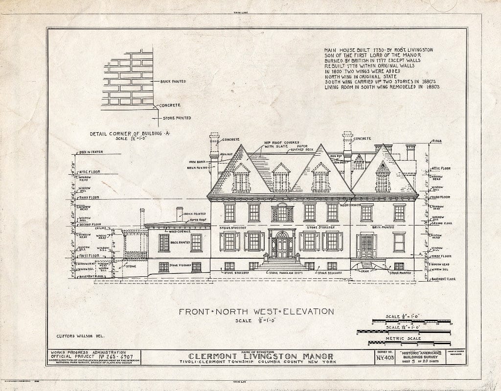 Blueprint HABS NY,11-CLER,1- (Sheet 3 of 20) - Clermont, Clermont State Historic Site, Tivoli, Dutchess County, NY