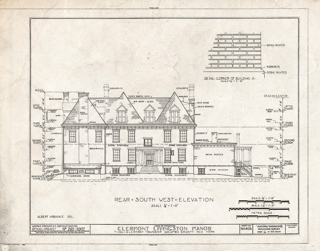Blueprint HABS NY,11-CLER,1- (Sheet 6 of 20) - Clermont, Clermont State Historic Site, Tivoli, Dutchess County, NY