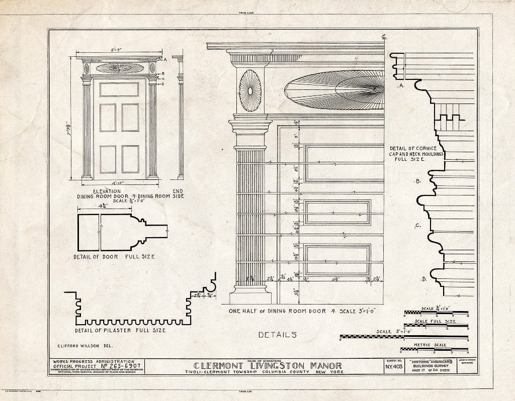 Blueprint HABS NY,11-CLER,1- (Sheet 17 of 20) - Clermont, Clermont State Historic Site, Tivoli, Dutchess County, NY