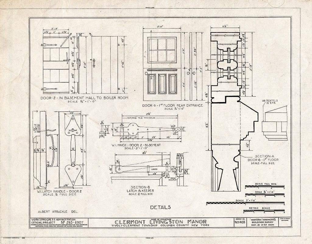 Blueprint HABS NY,11-CLER,1- (Sheet 18 of 20) - Clermont, Clermont State Historic Site, Tivoli, Dutchess County, NY