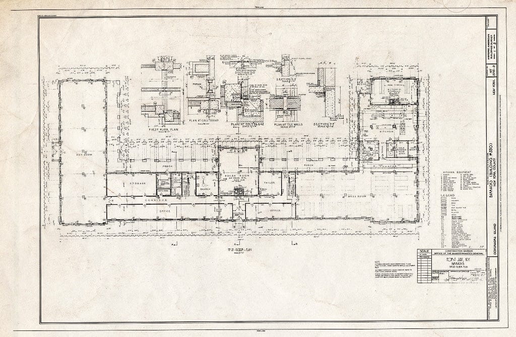 Blueprint HABS NY,31-GOVI,9- (Sheet 1 of 5) - Governors Island, Barracks, New York Harbor, Short & Wheeler Avenues, New York County, NY