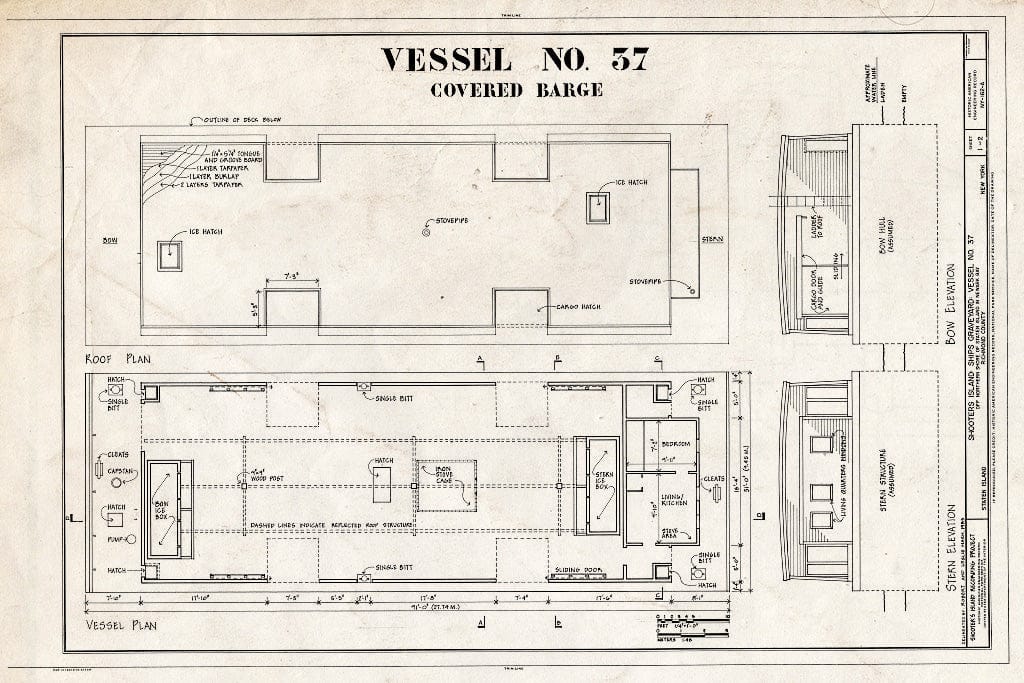 Blueprint HAER NY,43-SHOOTI,2- (Sheet 1 of 2) - Shooters Island, Ships Graveyard, Vessel No. 37, Newark Bay, Staten Island (Subdivision), Richmond County, NY