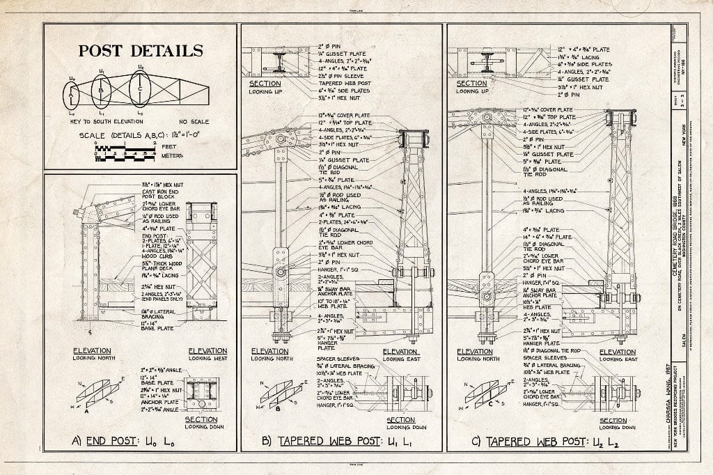 Blueprint HAER NY,58-SAL,1- (Sheet 3 of 3) - Cemetery Road Bridge, Cemetery Road, spans Black Creek, 2 Miles Southwest of Salem, Salem, Washington County, NY