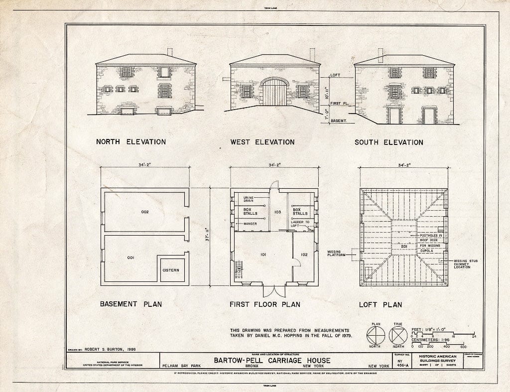 Blueprint HABS NY,3-Bronx,6A- (Sheet 1 of 1) - Bartow-Pell Mansion, Carriage House, Shore Road, Pelham Bay Park, Bronx, Bronx County, NY