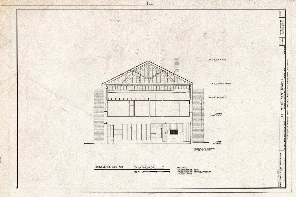 Blueprint HABS NY,50-SENFA,4- (Sheet 9 of 10) - Wesleyan Chapel, 126 Fall Street (State Route 5 & 20), Seneca Falls, Seneca County, NY