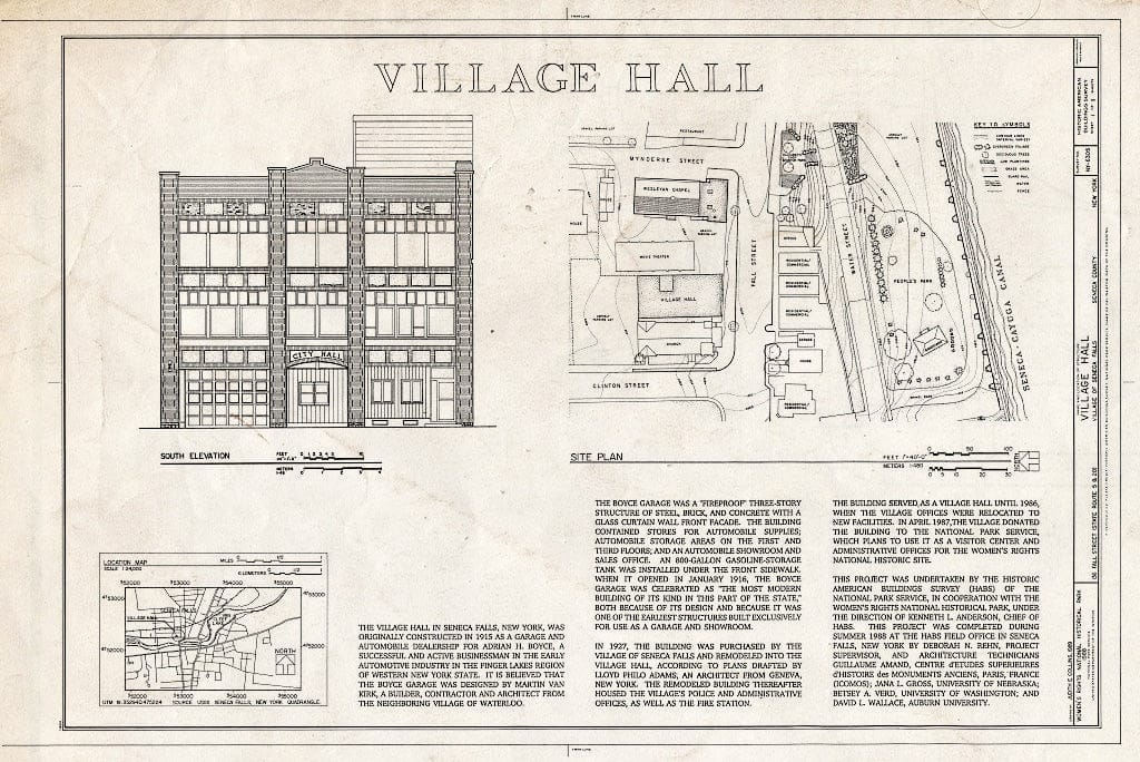 Blueprint HABS NY,50-SENFA,3- (Sheet 1 of 11) - Village Hall, 136 Fall Street (State Route 5 & 20), Seneca Falls, Seneca County, NY