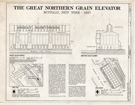 Blueprint HAER NY,15-BUF,32- (Sheet 1 of 2) - Great Northern Elevator, 250 Ganson Street, Buffalo, Erie County, NY