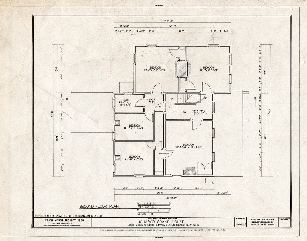 Blueprint HABS NY,43-,4- (Sheet 3 of 11) - Ichabod Crane House, 3525 Victory Boulevard, Staten Island (Subdivision), Richmond County, NY