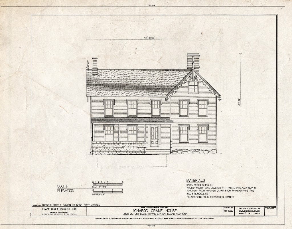 Blueprint HABS NY,43-,4- (Sheet 4 of 11) - Ichabod Crane House, 3525 Victory Boulevard, Staten Island (Subdivision), Richmond County, NY