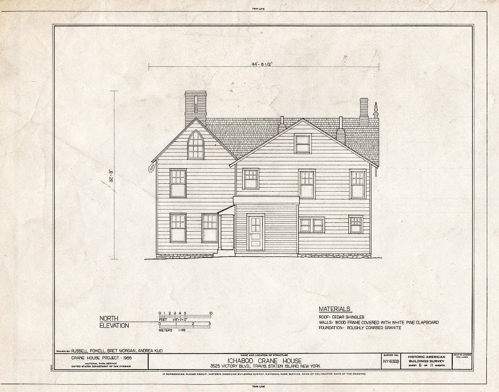 Blueprint HABS NY,43-,4- (Sheet 6 of 11) - Ichabod Crane House, 3525 Victory Boulevard, Staten Island (Subdivision), Richmond County, NY