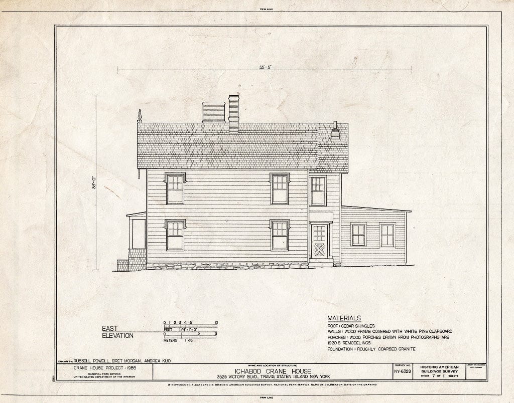 Blueprint HABS NY,43-,4- (Sheet 7 of 11) - Ichabod Crane House, 3525 Victory Boulevard, Staten Island (Subdivision), Richmond County, NY