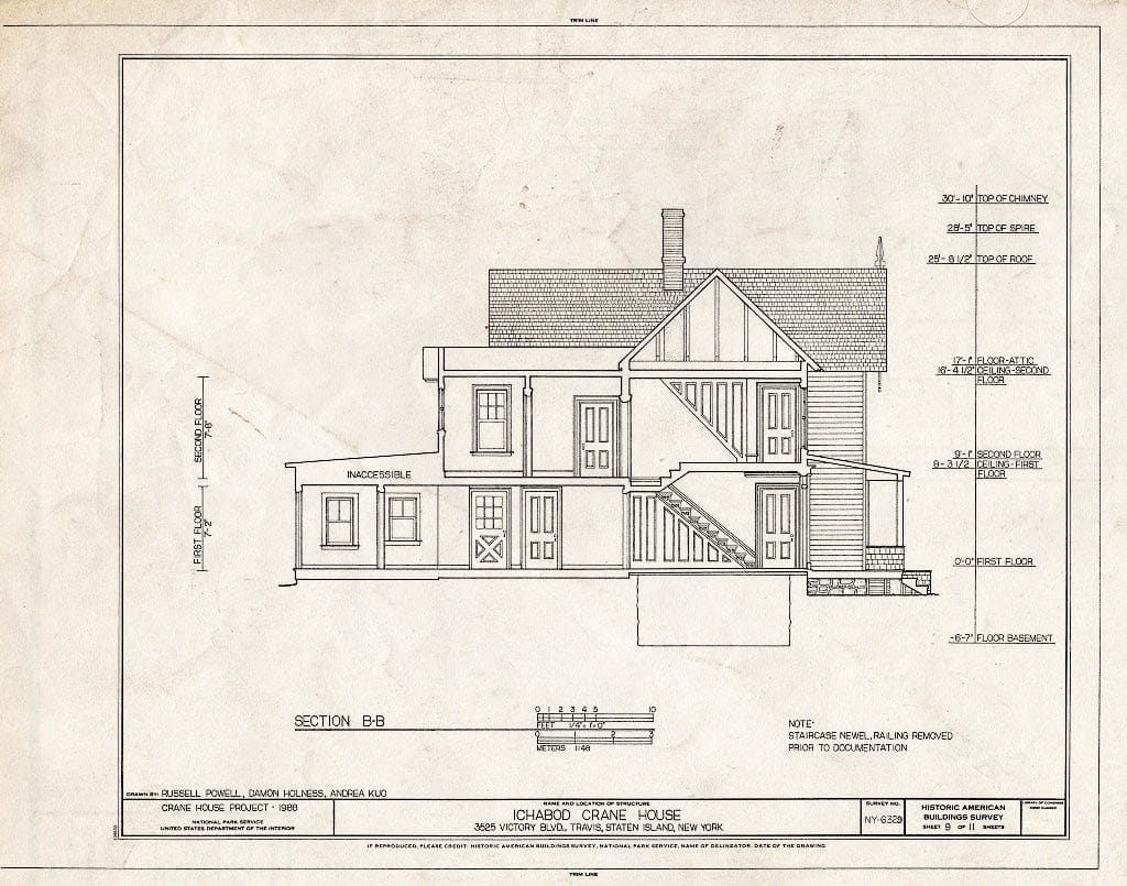 Blueprint HABS NY,43-,4- (Sheet 9 of 11) - Ichabod Crane House, 3525 Victory Boulevard, Staten Island (Subdivision), Richmond County, NY