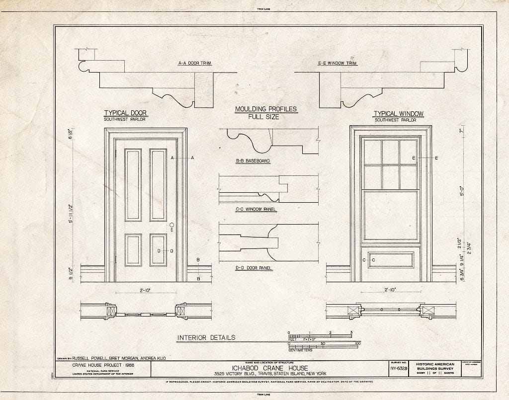 Blueprint HABS NY,43-,4- (Sheet 11 of 11) - Ichabod Crane House, 3525 Victory Boulevard, Staten Island (Subdivision), Richmond County, NY
