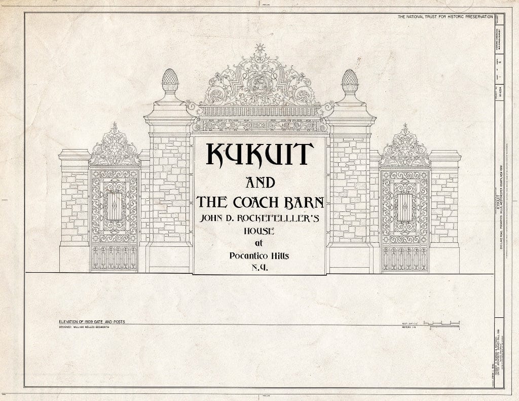 Blueprint HABS NY,60-POHI,1- (Sheet 1 of 6) - Kykuit, 200 Lake Road, Pocantico Hills, Westchester County, NY