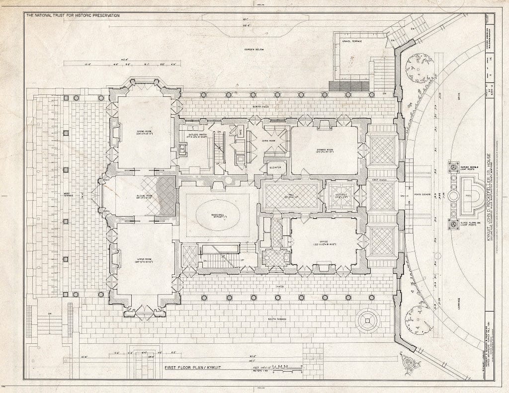 Blueprint HABS NY,60-POHI,1A- (Sheet 4 of 14) - Kykuit, John D. Rockefeller, Sr. House, 200 Lake Road, Pocantico Hills, Westchester County, NY