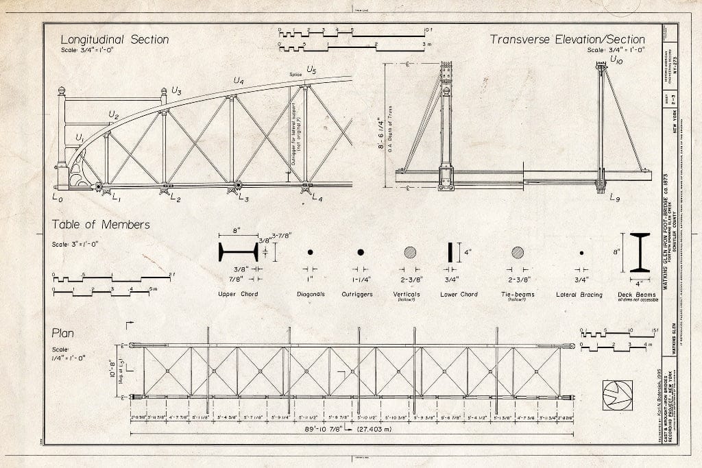 Blueprint HAER NY,49-WATGL,1- (Sheet 2 of 3) - Watkins Glen Iron Foot Bridge, Watkins Glen State Park, Near South Pavilion, Watkins Glen, Schuyler County, NY