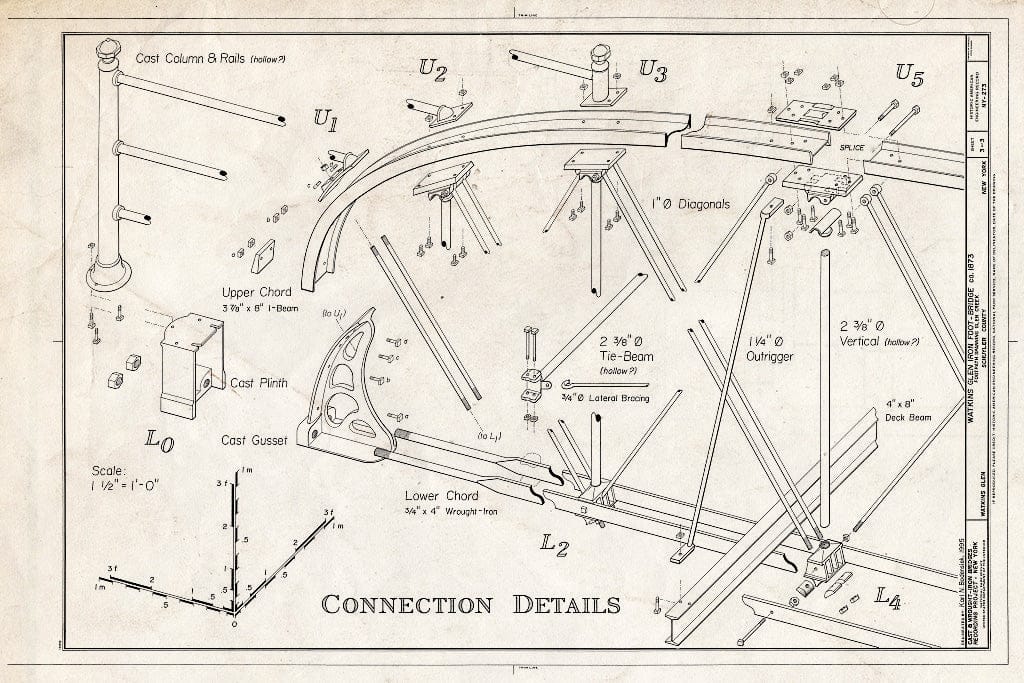 Blueprint HAER NY,49-WATGL,1- (Sheet 3 of 3) - Watkins Glen Iron Foot Bridge, Watkins Glen State Park, Near South Pavilion, Watkins Glen, Schuyler County, NY