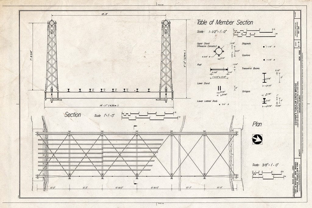Blueprint HAER NY,34-Dewi,1- (Sheet 2 of 3) - Cooper's Tubular Arch Bridge, Spanning Old Erie Canal North of Linden Street, Fayetteville, Onondaga County, NY