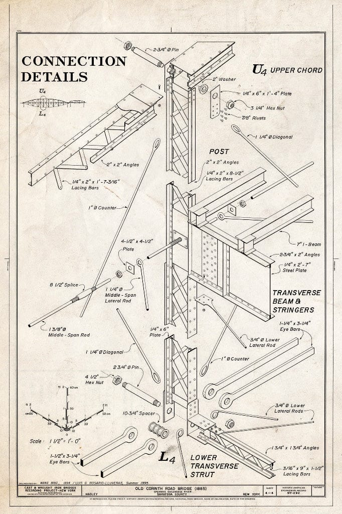 Blueprint HAER NY,46-HAD,1- (Sheet 4 of 4) - Old Corinth Road Bridge, Spanning Sacandaga River at Corinth Road, Hadley, NY