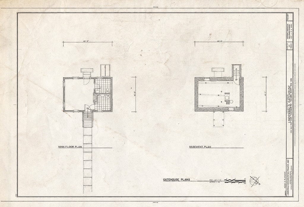 Blueprint HABS NY,11-KINHO.V,1A- (Sheet 1 of 5) - Lindenwald, Gate House, 1013 Old Post Road, Kinderhook, Columbia County, NY