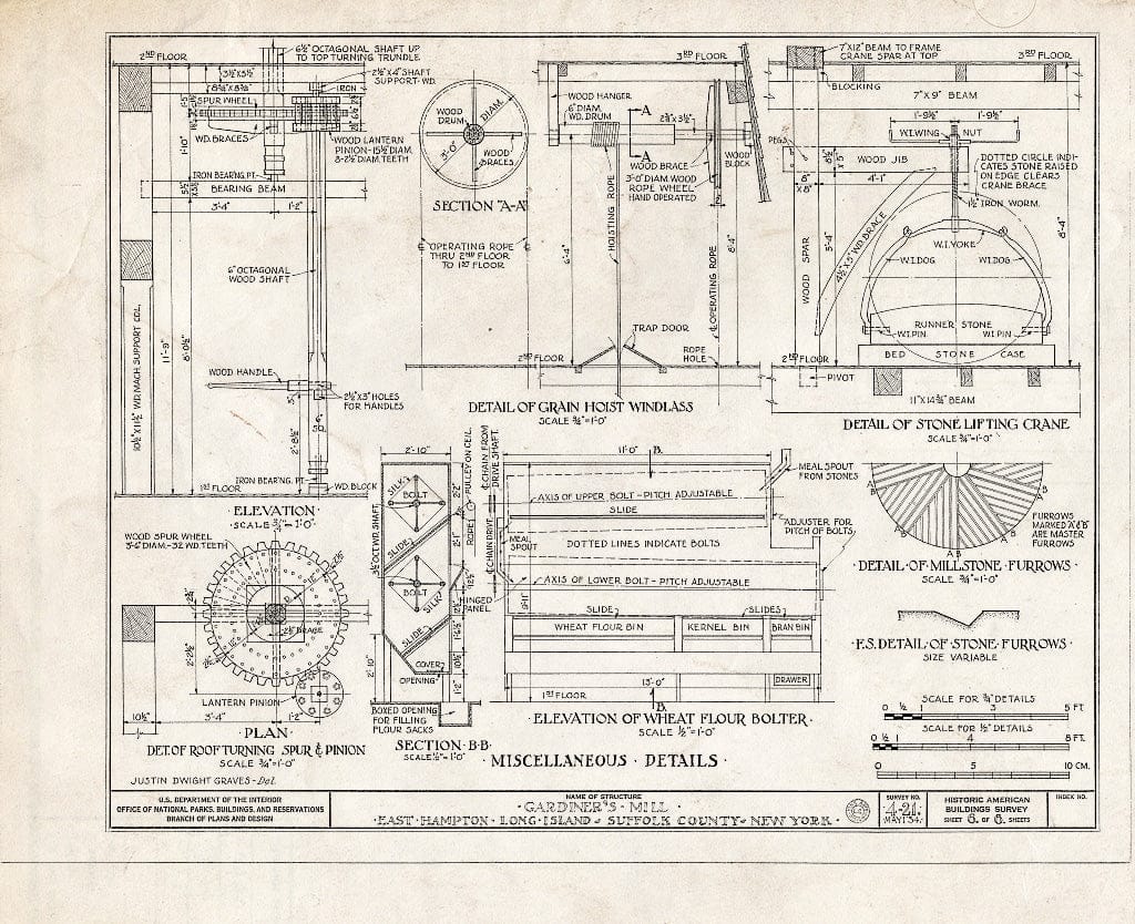 Blueprint HABS NY,52-HAMTE,4- (Sheet 6 of 6) - Gardiner's Mill, East Hampton, Suffolk County, NY