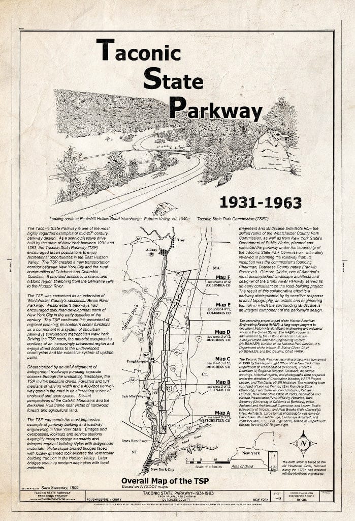 Blueprint HAER NY,14-POKEP.V,1- (Sheet 1 of 13) - Taconic State Parkway, Poughkeepsie, Dutchess County, NY
