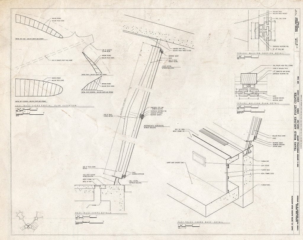Blueprint Southeast Truss Chord Details - Trans World Airlines Flight Center, John F. Kennedy International Airport, Jamaica Bay, Queens (Subdivision), Queens County, NY