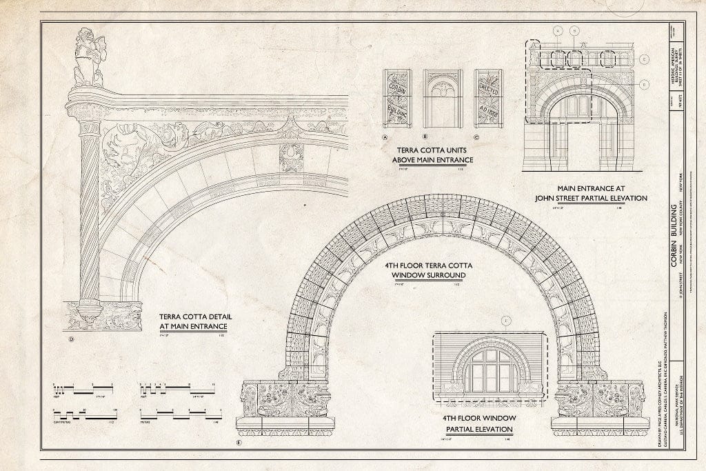Blueprint Terra Cotta Details and Entrance and Window Surround - Corbin Building, 11 John Street, New York County, NY