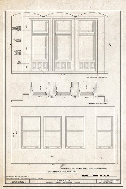 Blueprint 8th Floor Window Types - Corbin Building, 11 John Street, New York County, NY