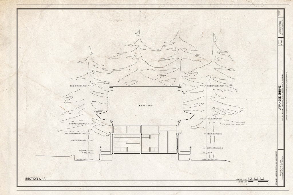 Blueprint Section - Kykuit, Japanese Shrine, 200 Lake Road, Pocantico Hills, Westchester County, NY