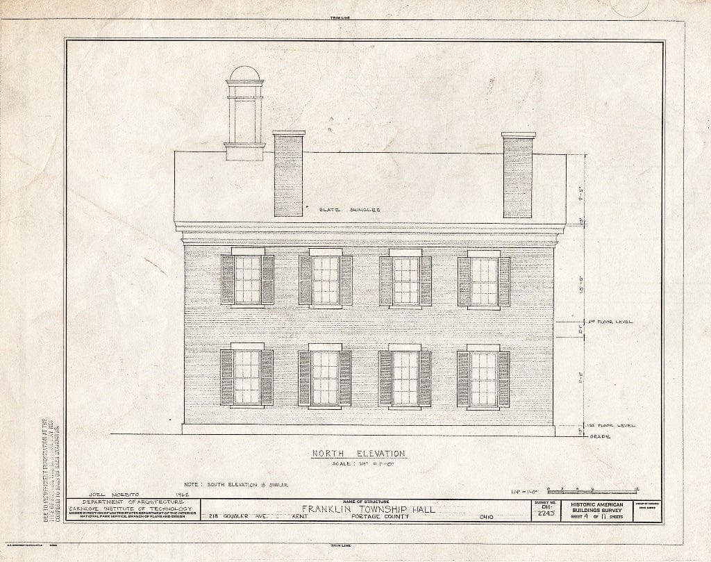 Blueprint HABS Ohio,67-Kent,2- (Sheet 4 of 11) - Franklin Township Hall, 218 Gougler Avenue, Kent, Portage County, OH