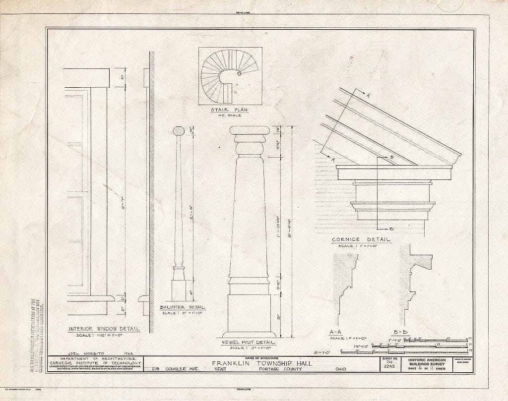 Blueprint HABS Ohio,67-Kent,2- (Sheet 6 of 11) - Franklin Township Hall, 218 Gougler Avenue, Kent, Portage County, OH