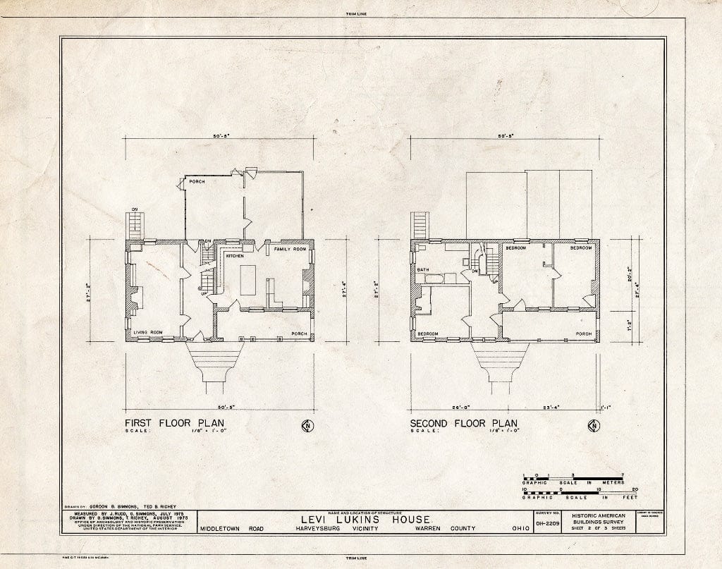 Blueprint HABS Ohio,83-Harv.V,1- (Sheet 2 of 3) - Levi Lukens House, Middletown Road, Rural Route No. 3, Harveysburg, Warren County, OH