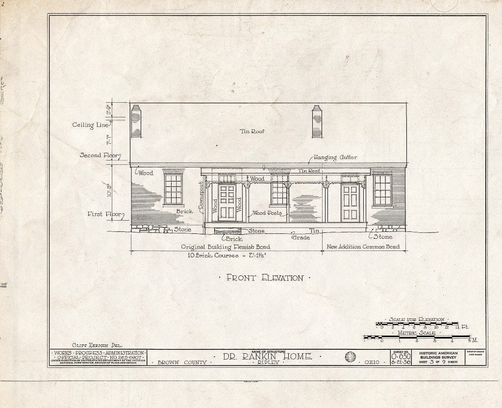Blueprint HABS Ohio,8-RIP,1- (Sheet 3 of 9) - Dr. John Rankin House, Liberty Hill, Ripley, Brown County, OH