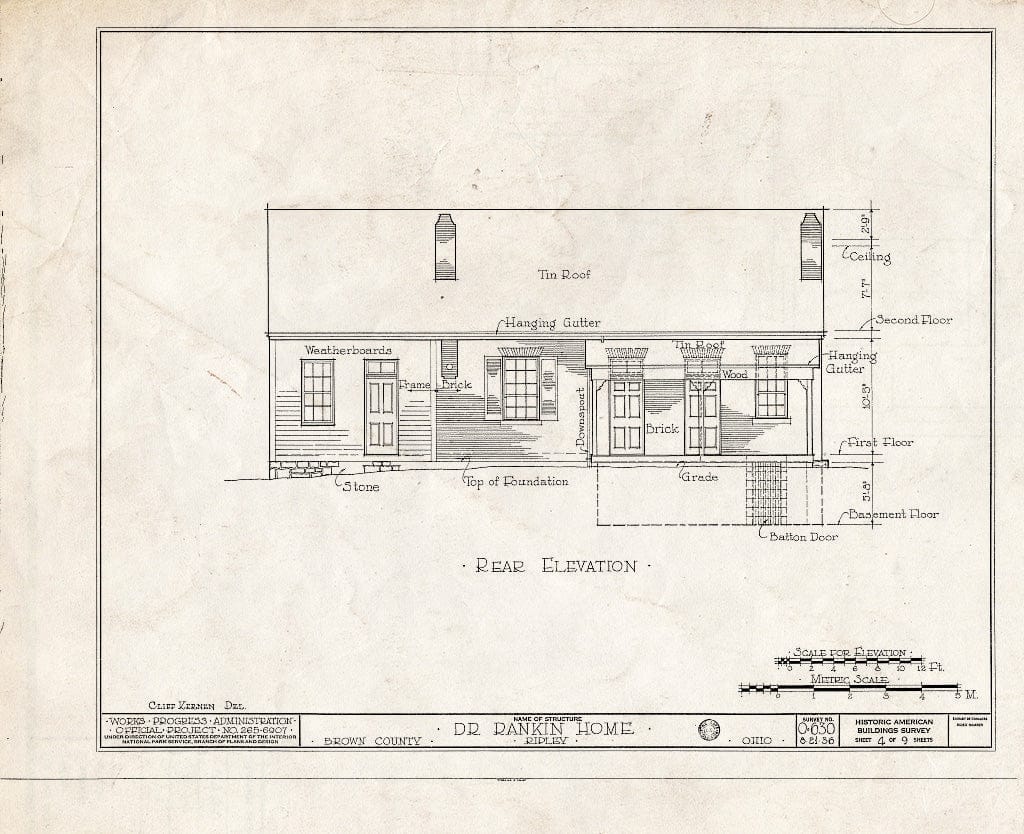 Blueprint HABS Ohio,8-RIP,1- (Sheet 4 of 9) - Dr. John Rankin House, Liberty Hill, Ripley, Brown County, OH