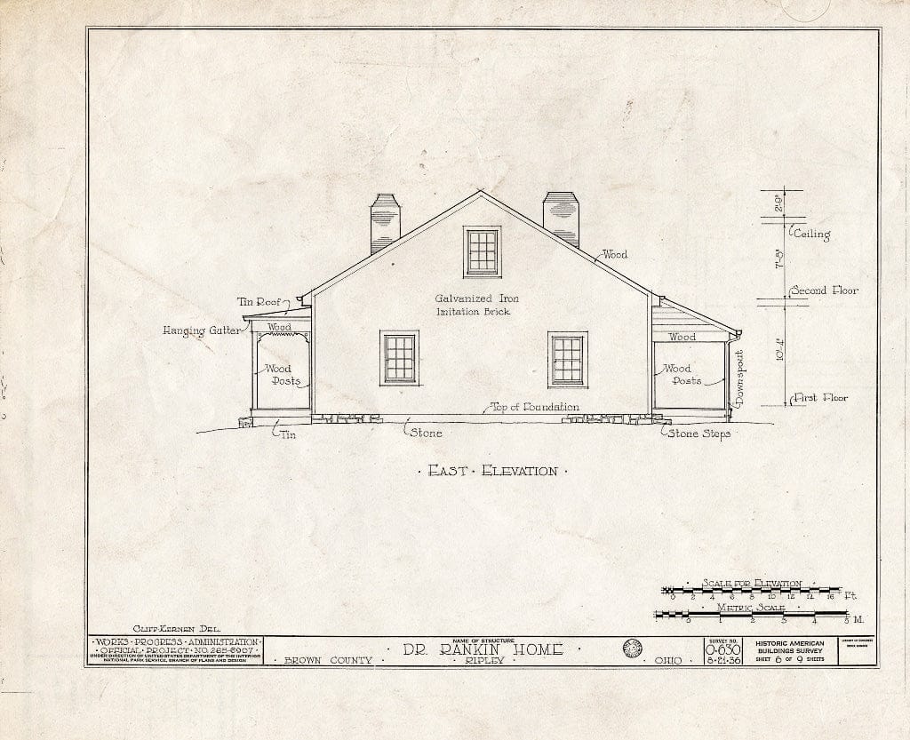 Blueprint HABS Ohio,8-RIP,1- (Sheet 6 of 9) - Dr. John Rankin House, Liberty Hill, Ripley, Brown County, OH
