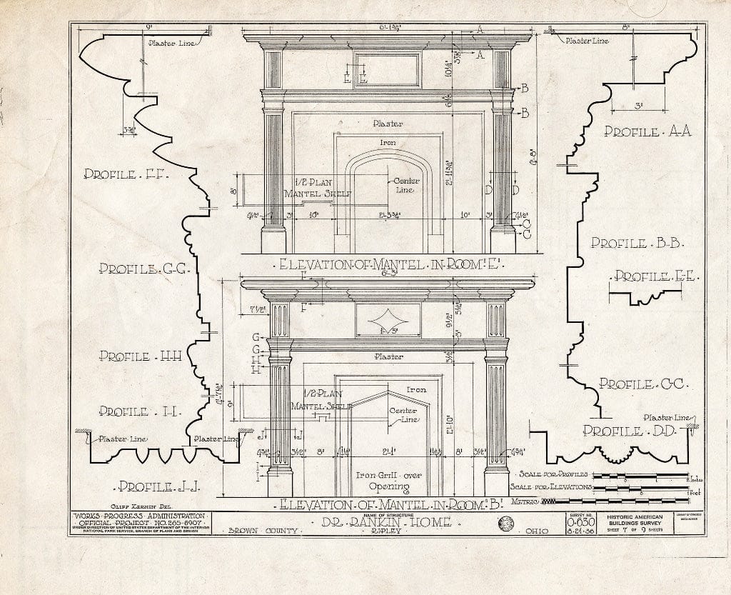 Blueprint HABS Ohio,8-RIP,1- (Sheet 7 of 9) - Dr. John Rankin House, Liberty Hill, Ripley, Brown County, OH
