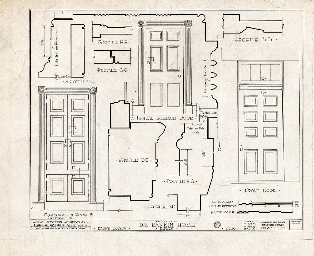 Blueprint HABS Ohio,8-RIP,1- (Sheet 8 of 9) - Dr. John Rankin House, Liberty Hill, Ripley, Brown County, OH