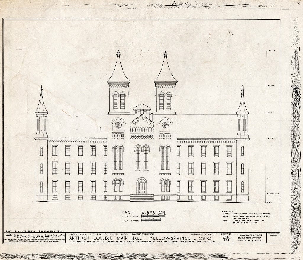 Blueprint HABS Ohio,29-YEL,1A- (Sheet 2 of 5) - Antioch College, Main Hall, Livermore Street & North College Avenue, Yellow Springs, Greene County, OH