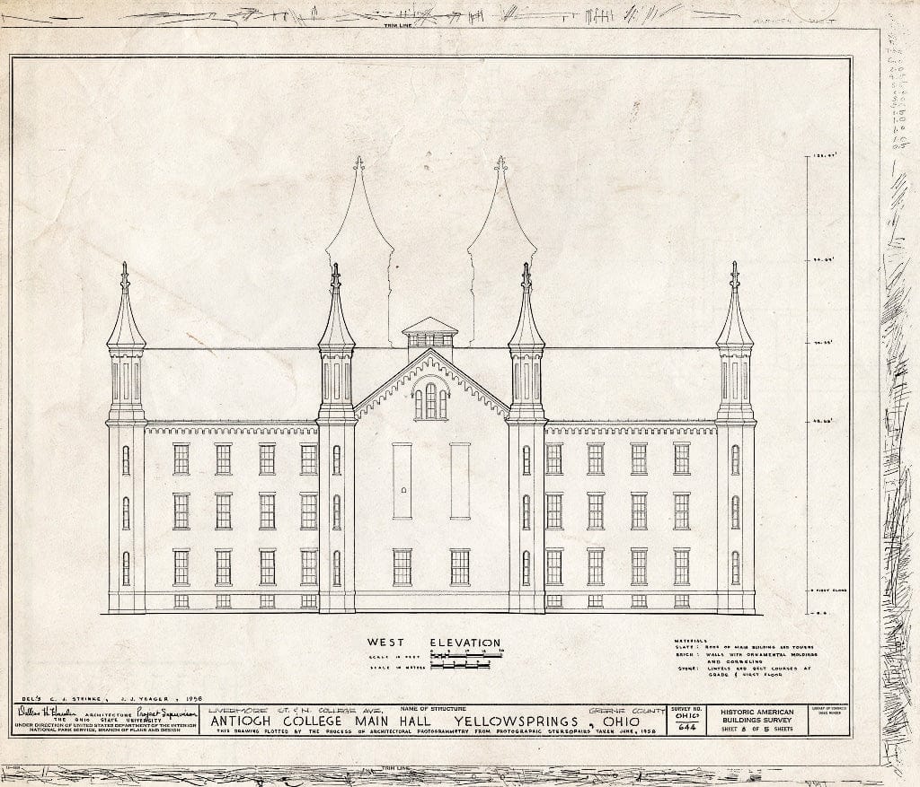 Blueprint HABS Ohio,29-YEL,1A- (Sheet 3 of 5) - Antioch College, Main Hall, Livermore Street & North College Avenue, Yellow Springs, Greene County, OH