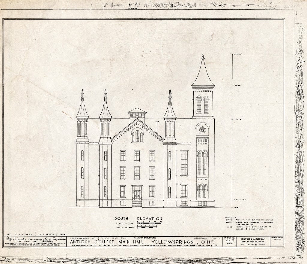 Blueprint HABS Ohio,29-YEL,1A- (Sheet 4 of 5) - Antioch College, Main Hall, Livermore Street & North College Avenue, Yellow Springs, Greene County, OH