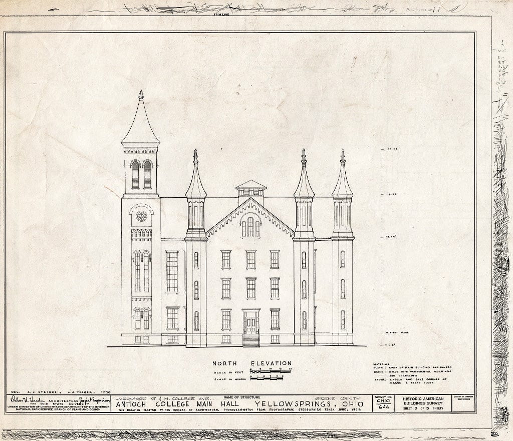 Blueprint HABS Ohio,29-YEL,1A- (Sheet 5 of 5) - Antioch College, Main Hall, Livermore Street & North College Avenue, Yellow Springs, Greene County, OH