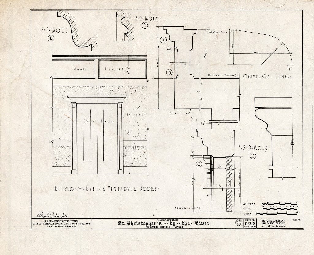 Blueprint HABS Ohio,18-GATMI,1- (Sheet 5 of 6) - St. Christopher's-by-The-River, Old Mill Road, Gates Mills, Cuyahoga County, OH