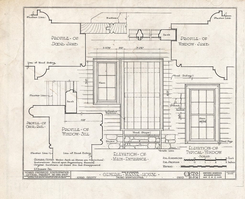 Blueprint HABS Ohio,1-MANCH,1- (Sheet 4 of 4) - General Nathaniel Massie House, Buckeye Station Bluff, Route 52, Manchester, Adams County, OH