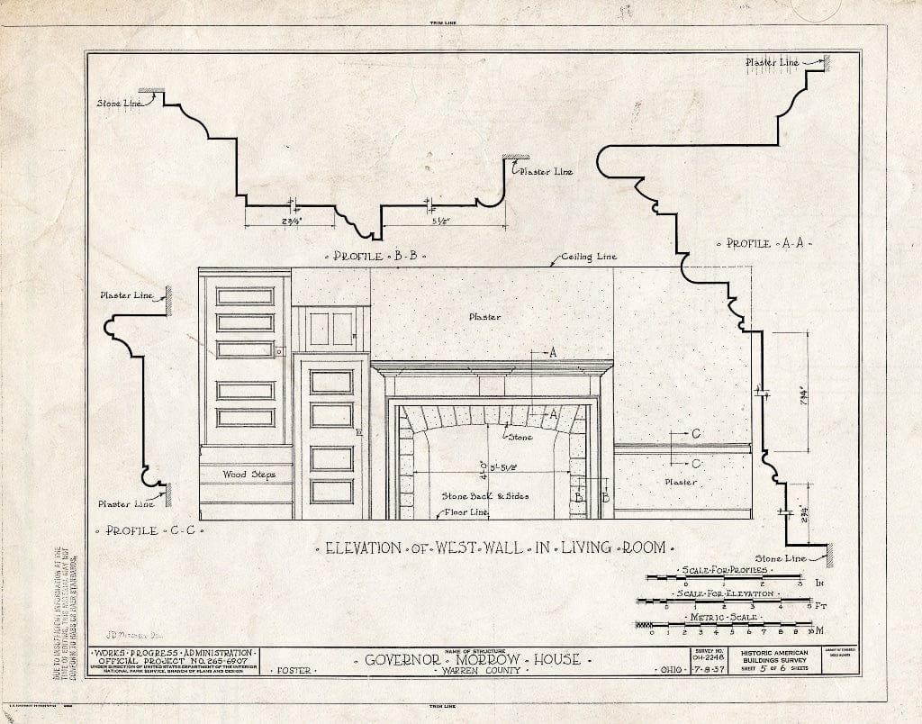 Blueprint HABS Ohio,83-FOS,1- (Sheet 5 of 6) - Governor Morrow House, Foster, Warren County, OH