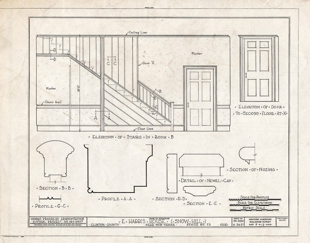 Blueprint HABS Ohio,14-NEVIE.V,1- (Sheet 9 of 13) - E. Harris House, State Route No. 73, New Vienna, Clinton County, OH