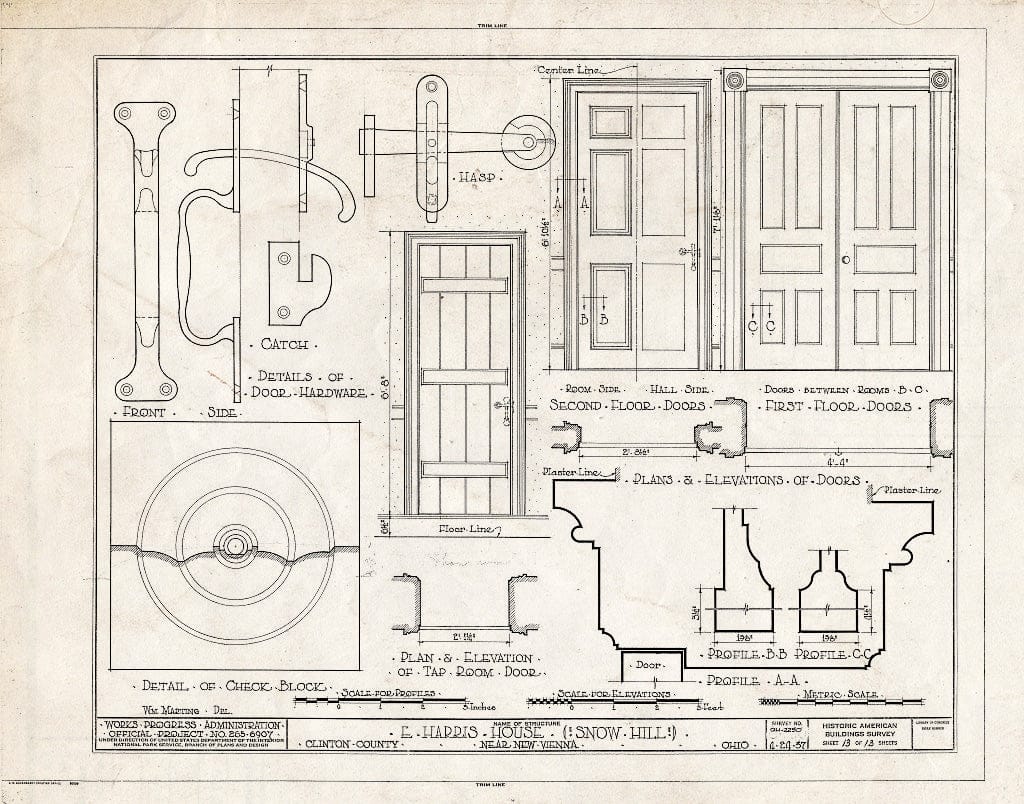 Blueprint HABS Ohio,14-NEVIE.V,1- (Sheet 13 of 13) - E. Harris House, State Route No. 73, New Vienna, Clinton County, OH