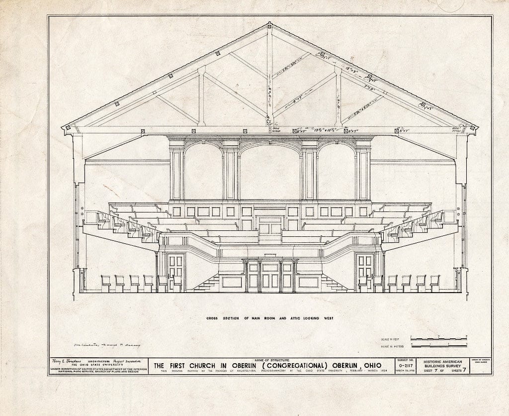 Blueprint HABS Ohio,47-OBER,1- (Sheet 7 of 7) - First Church in Oberlin (Congregational), North Main & West Lorain Streets, Oberlin, Lorain County, OH