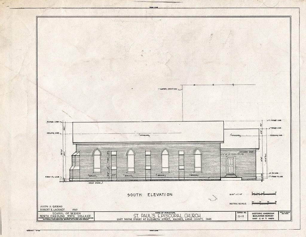Blueprint HABS Ohio,48-MAUM,1- (Sheet 4 of 8) - St. Paul's Episcopal Church, East Wayne & Elizabeth Streets, Maumee, Lucas County, OH