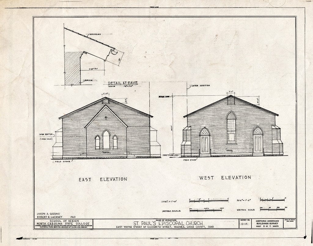 Blueprint HABS Ohio,48-MAUM,1- (Sheet 5 of 8) - St. Paul's Episcopal Church, East Wayne & Elizabeth Streets, Maumee, Lucas County, OH